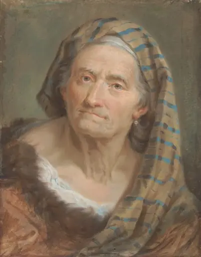 An Elderly Woman in a Striped Shawl, by Giuseppe Nogari