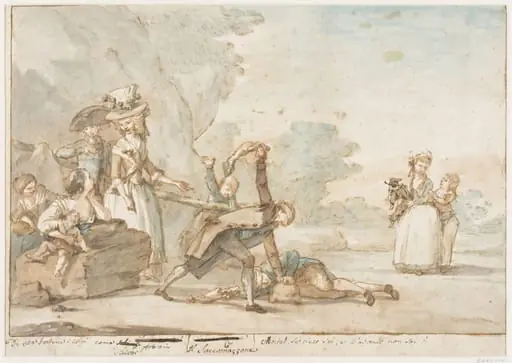 Two boys playing a variation of Blind Man's Buff, by Giuseppe Piattoli