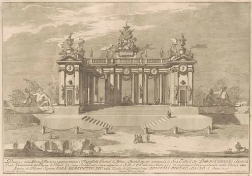 The Prima Macchina for the Chinea of 1757: The Colonnade of the Athenian Lyceum, by Giuseppe Pozzi