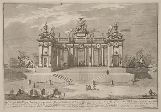 The Prima Macchina for the Chinea of 1757: The Colonnade of the Athenian Lyceum, by Giuseppe Pozzi