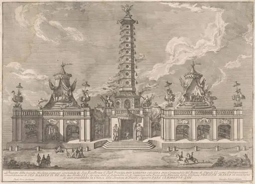 The Seconda Macchina for the Chinea of 1758: The Porcelain Tower of Nanjing, by Giuseppe Pozzi