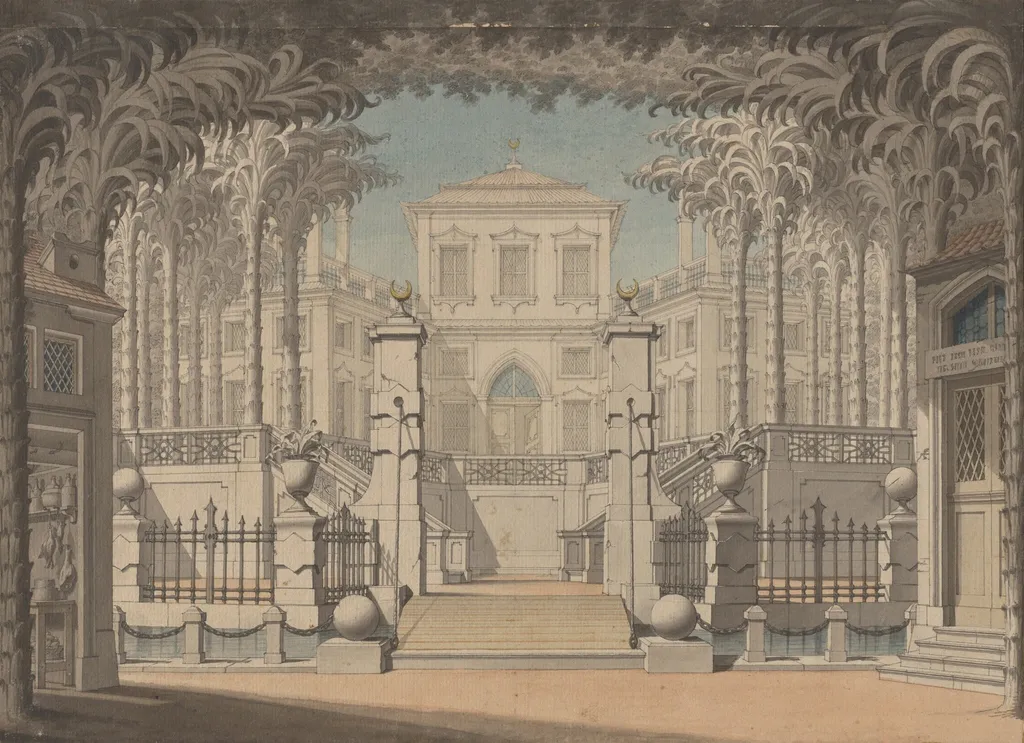 A Turkish Palace (Probably for Mozart's "Abduction from the Seraglio"), by Giuseppe Quaglio, ink, 1794