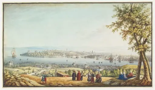 Constantinople and the Bosphorus from above Scutari, by Giuseppe Schranz