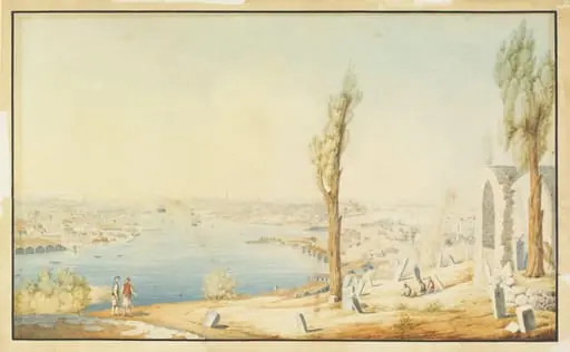 Constantinople and the Golden Horn from the cemetery above Eyüp, by Giuseppe Schranz