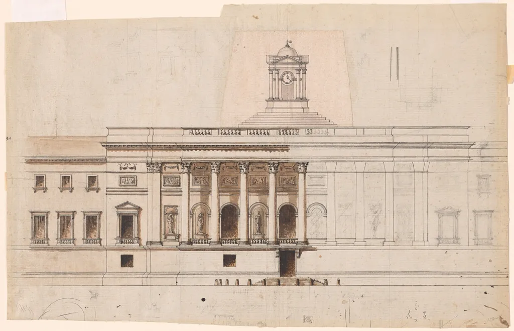 Architectural Study, by Giuseppe Valeriani, ink, 1701