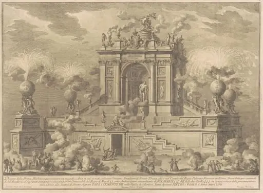 The Prima Macchina for the Chinea of 1767: A Triumphal Arch with the Farnese Hercules, by Giuseppe Vasi