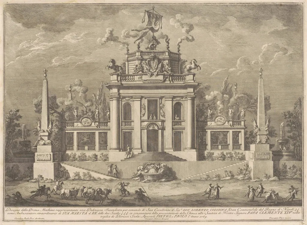 The Prima Macchina for the Chinea of 1769: A "Deliziosa", by Giuseppe Vasi, ink, 1769