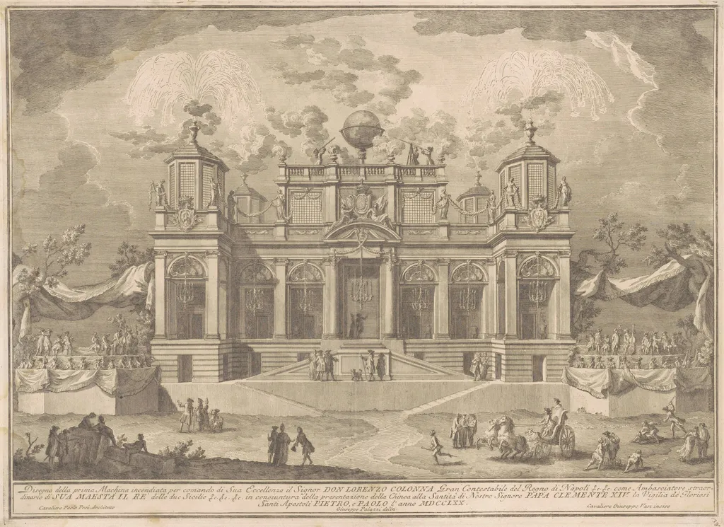 The Prima Macchina for the Chinea of 1770: An Roman Building for Commerce, by Giuseppe Vasi, ink, 1770