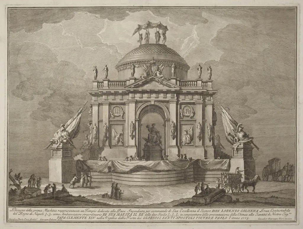 The Prima Macchina for the Chinea of 1773: The Temple of Peace, by Giuseppe Vasi, ink, 1773