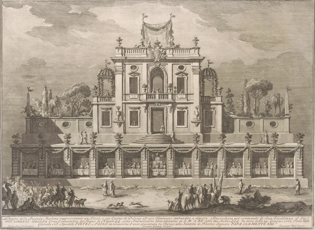 The Seconda Macchina for the Chinea of 1762: A Kiosk, or Pleasure-House in Ottoman Style, by Giuseppe Vasi, ink, 1762