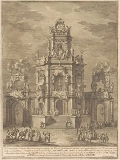 The Seconda Macchina for the Chinea of 1776: A Palace with a Loggia for the Lottery Draw, by Giuseppe Vasi