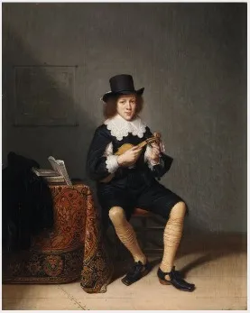 Man Aged Twenty Tuning a Violin, by Godaert Kamper, oil, 1645