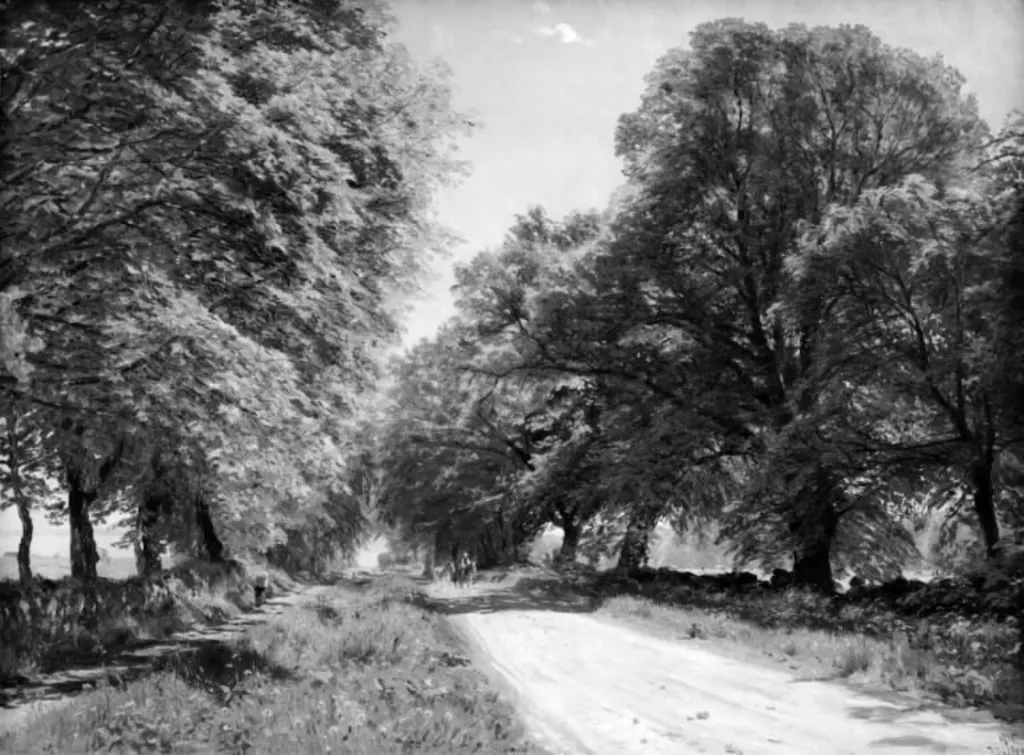 Krogerup Allé. Eftermiddag, by Godfred Christensen, oil, 1898