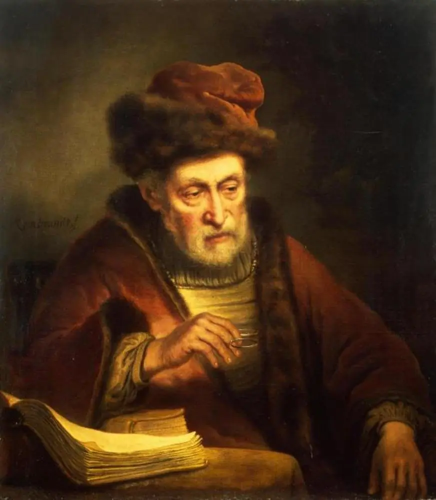 Old Man holding a Pair of Spectacles