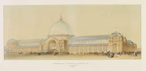 A perspective view of the west front of the International Exhibition 1862, by Godfrey Sykes