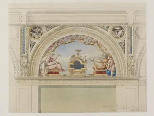 Design for decorative lunette: 'Model Drawing', by Godfrey Sykes