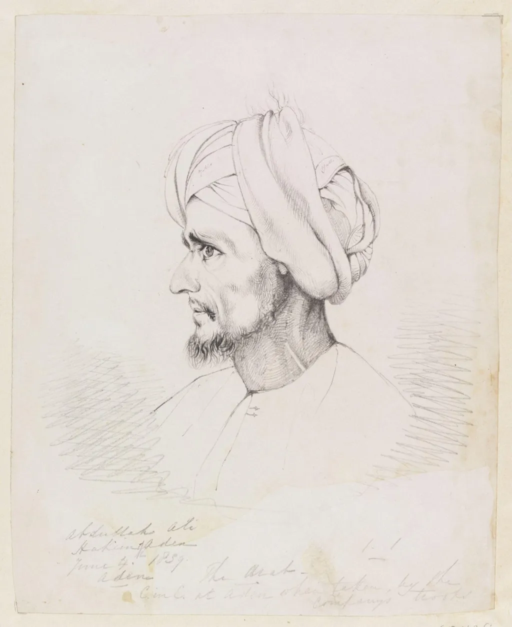 Abdullah Ali Hakim of Aden, by Godfrey Thomas Vigne, watercolor, 1839