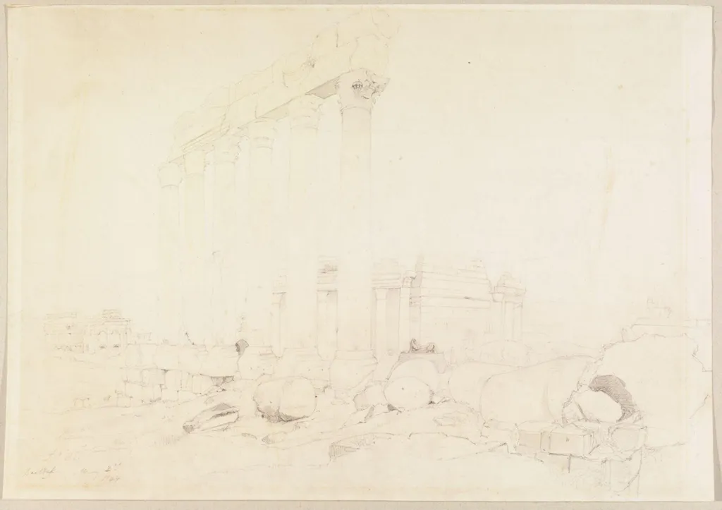 Baalbec, by Godfrey Thomas Vigne, watercolor, 1844