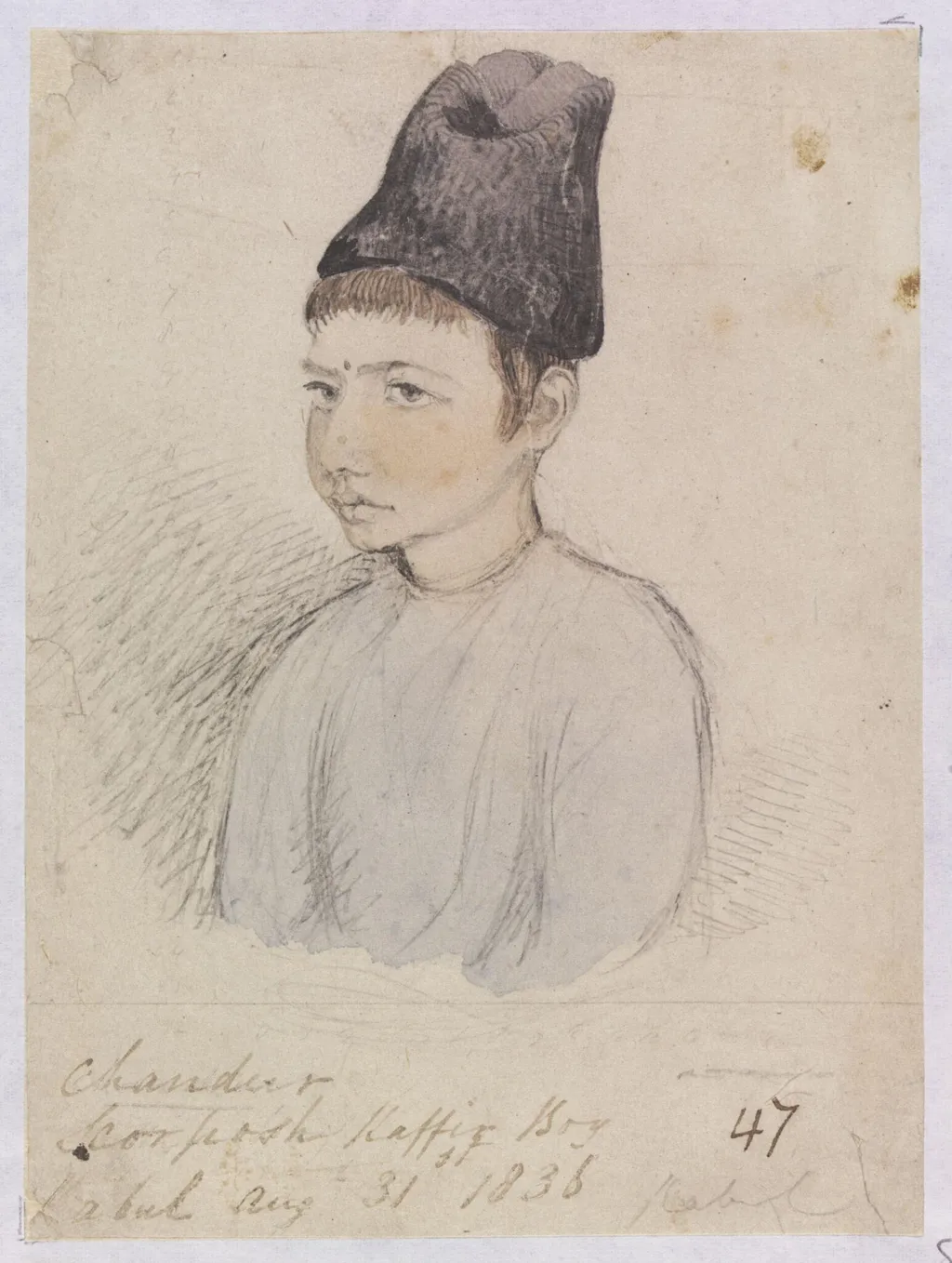 Chandur Seorposh Kaffir Boy, by Godfrey Thomas Vigne, watercolor, 1836