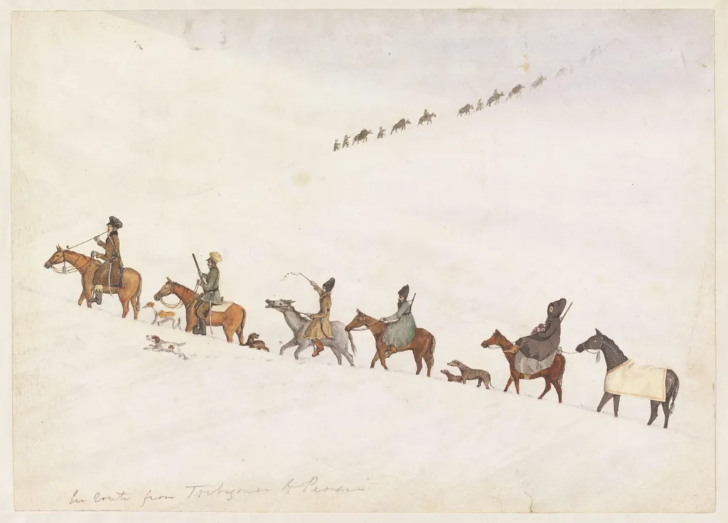 En Route, Trebizond to Persia, by Godfrey Thomas Vigne, watercolor, 1833