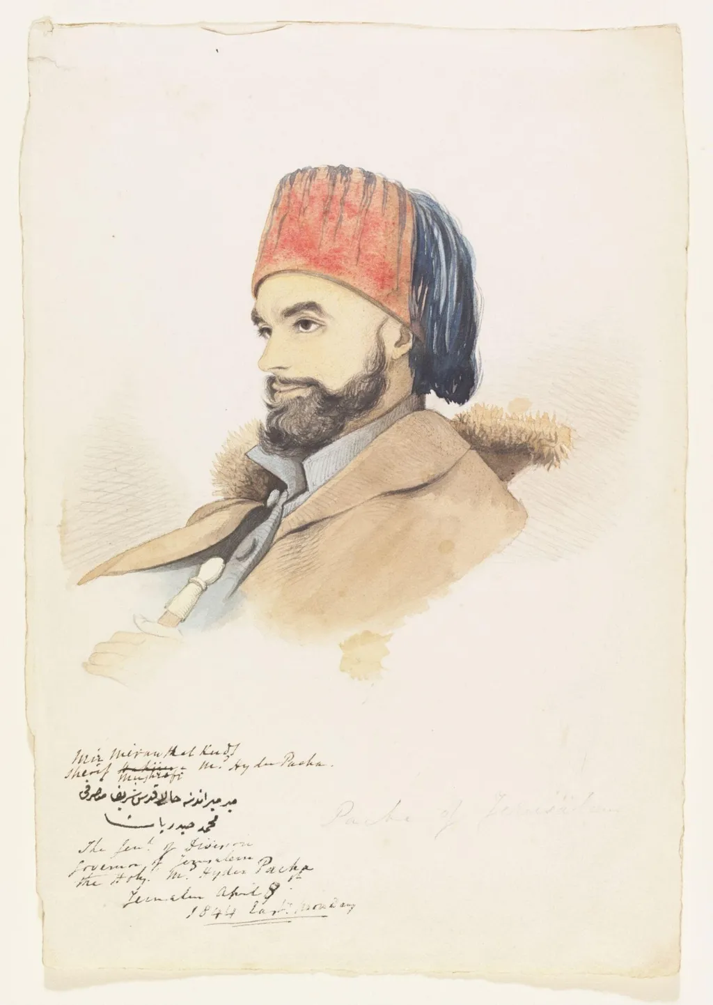 Mir Miran Hal Kuds Sherif Mushrafi Md. Hyder Pacha, by Godfrey Thomas Vigne, watercolor, 1844