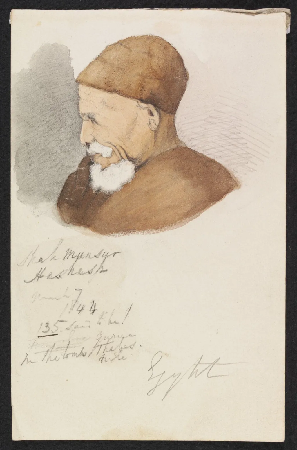 Shah Mansur Hashash, by Godfrey Thomas Vigne, watercolor, 1844