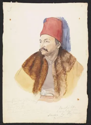 Thomas Vouchicht (the wolf's cub) Peri Schicsh, Minister of the home department in Servia, by Godfrey Thomas Vigne