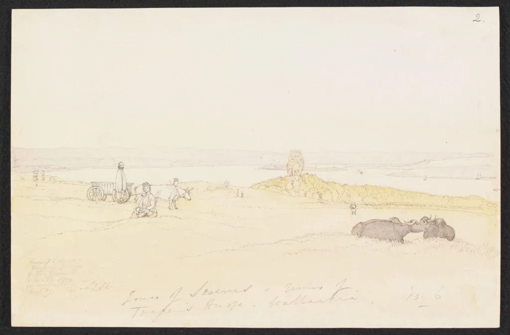 `Town of Severus & ruins of Trajan's Bridge - Wallachia', by Godfrey Thomas Vigne, watercolor, 1843