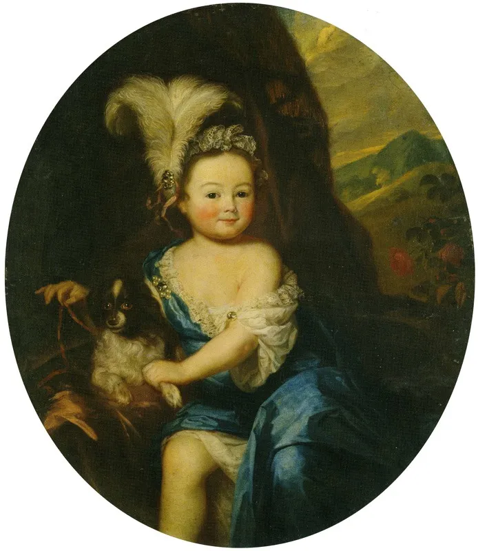 Portrait of Countess Natalya Andreevna Matveeva as a Child, by Godfried Schalcken, oil, 1702
