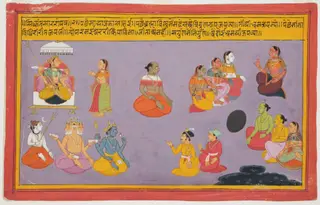 Gods and Brahmins Worshipping Durga, from the Bhagavata Purana (1 of 3)