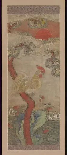작자미상 	화조도   조선|作者未詳 花鳥圖 朝鮮|Golden Rooster and Hen