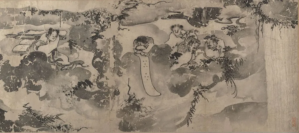 壺天聚樂圖|Merry Gatherings in the Magic Jar, by Gong Kai, ink