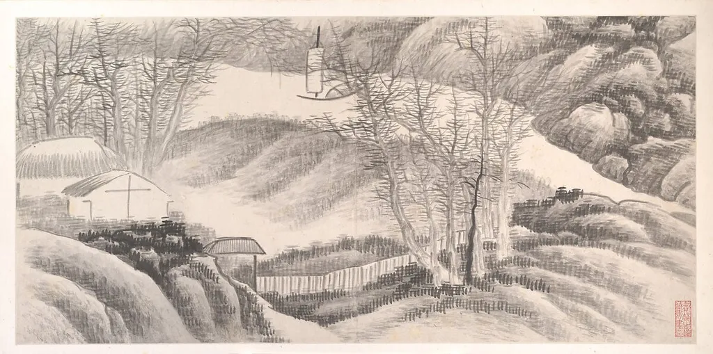 清 龔賢 十二月令山水圖 冊|Landscapes of the Twelve Months, by Gong Xian, ink, 1685