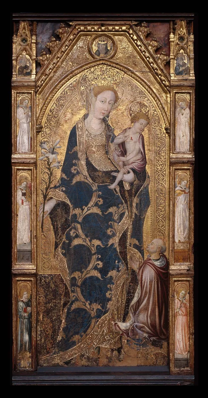 Virgin and Child Enthroned with Cardinal Alonso Borja (Borgia), by Gonzalo Pérez, unspecified, 1425