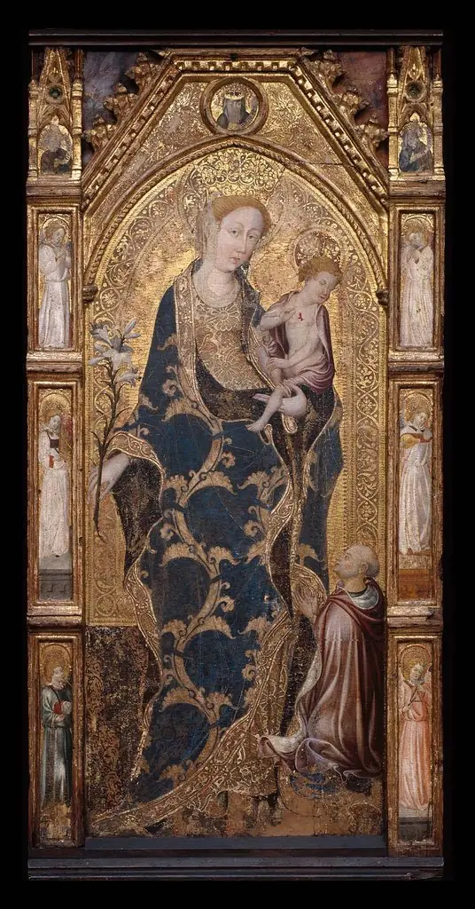Virgin and Child Enthroned with Cardinal Alonso Borja (Borgia), by Gonzalo Pérez