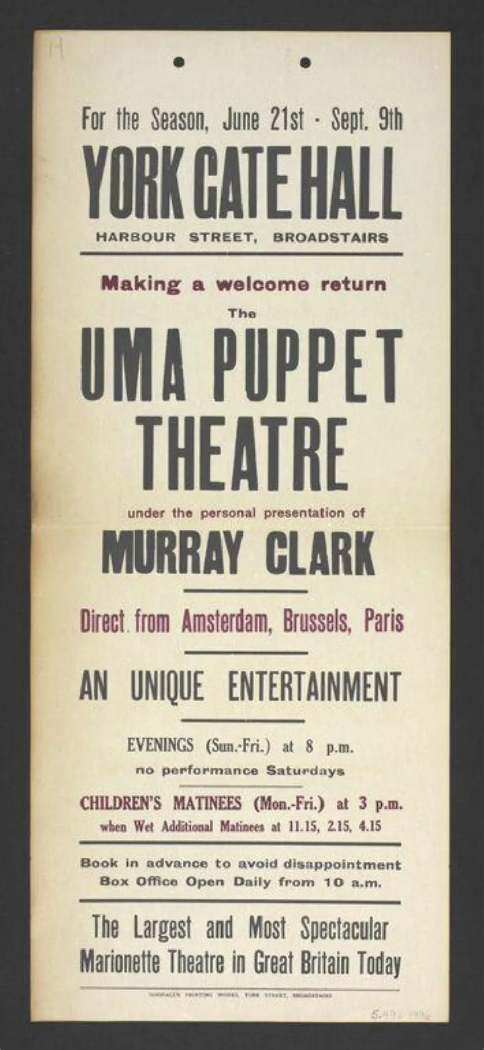 Untitled, by Goodall's Printing Works
