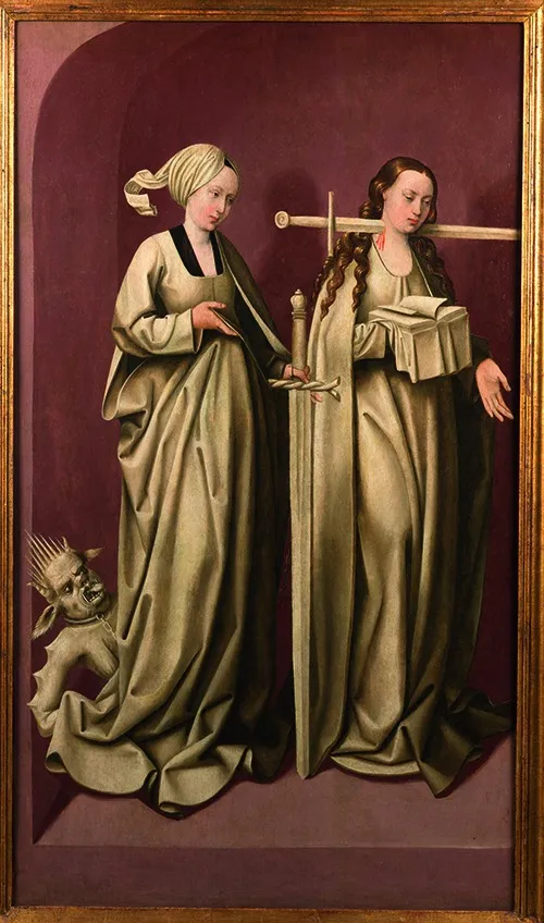 Saints Dymphna and Lucy, by Goswin van der Weyden, oil, 1504