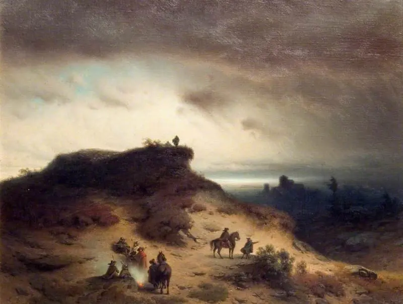 The Halt of the Travellers: Soldiers in Seventeenth-Century Costume, by Gottlieb August Bauer