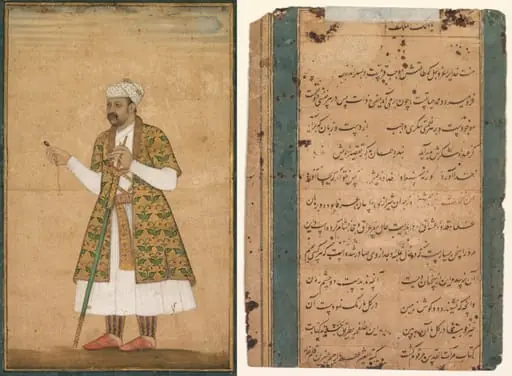 A Courtier, Possibly Khan Alam, Holding a Spinel and a Deccan Sword, by Govardhan