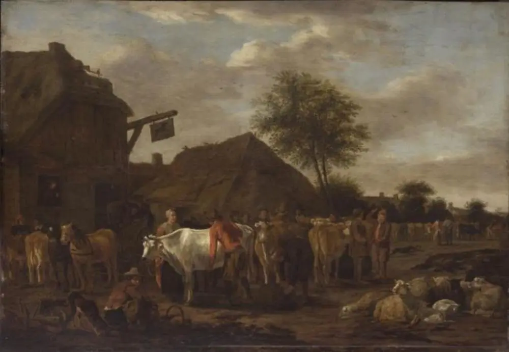 Cattle Market, by Govert Dircksz. Camphuysen
