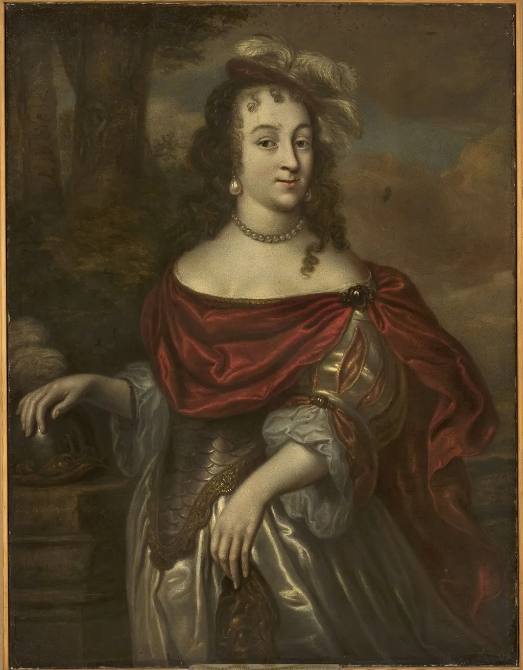 Portrait of a woman in Minerva’s costume, by Govert Dircksz. Camphuysen, oil