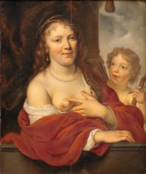 A Lady and her Child as Venus and Cupid, by Govert Flinck, oil, 1648