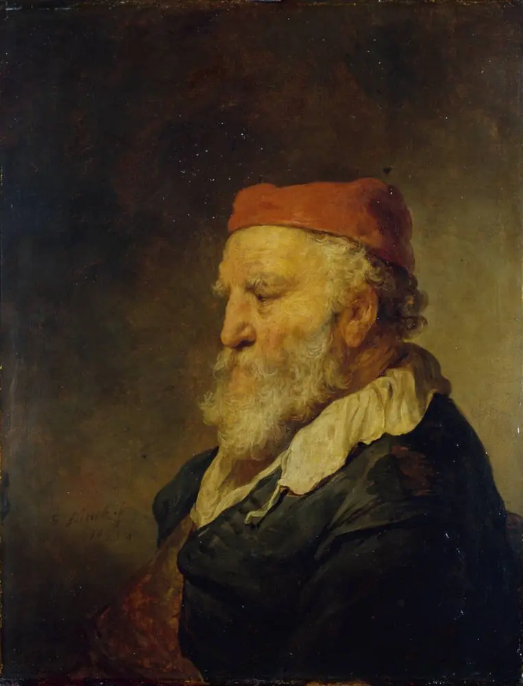 Old man with a red cap, by Govert Flinck