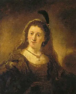 Saskia with a plumed veil, by Govert Flinck, 1635