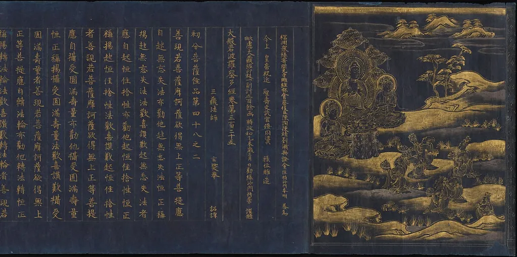 大般若経(中尊寺経)|Great Wisdom Sutra (Daihannya-kyō) from the Chūsonji Temple Sutra Collection (Chūsonji-kyō), silver, 1175