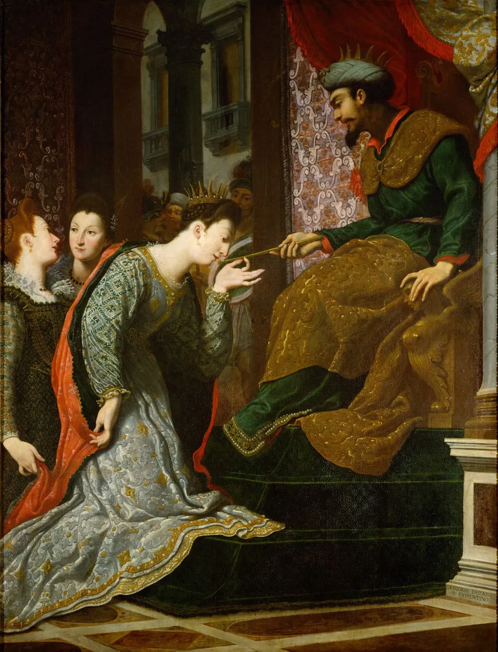 Esther vor Ahasver, by Gregorio Pagani, unspecified, 1600
