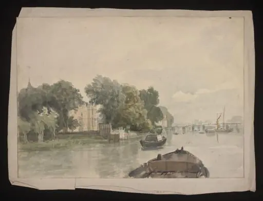 Watercolour drawing by the Grieve family, showing a scene on the River Thames