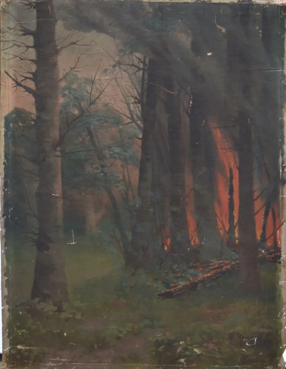Pădure în flăcări, by Grigore Romano, unspecified, 1906