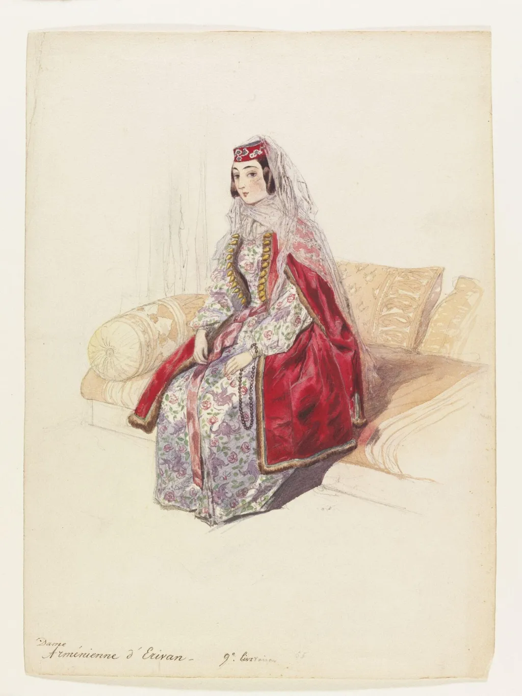 Dame Arménienne dErivan, by Grigoriy Grigorievich Gagarin, watercolor, 1842