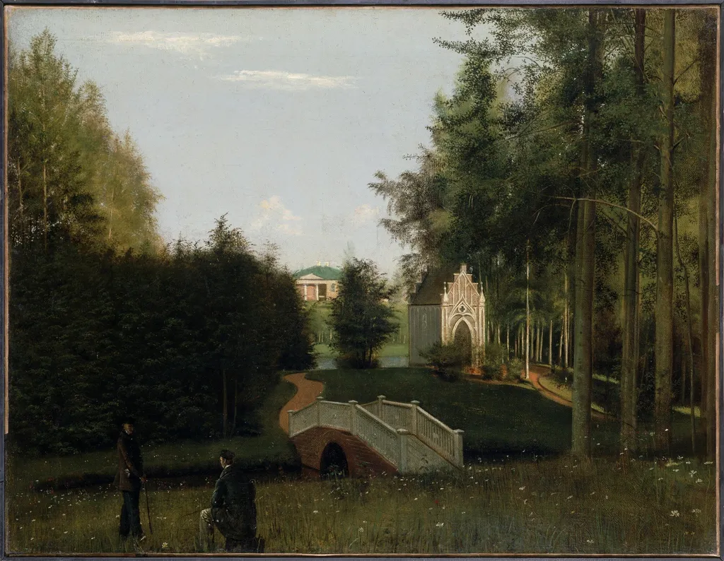 The View of the Farmstead of Ostrovki in the Province of Tver, by Grigory Soroka, oil, 1845